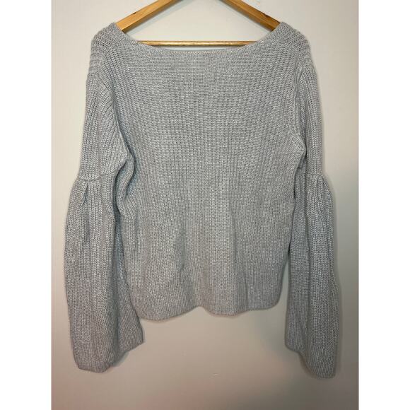 Lovers + Friends Addison Sweater Knit Size M Gray Bell Sleeve Comfy Minimal - Picture 5 of 8